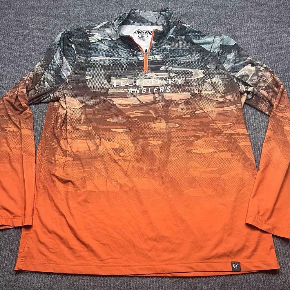 Legendary Anglers Shirt Mens Xl Camo Sun UV Performance 1/4 Zip Fishing shade‎